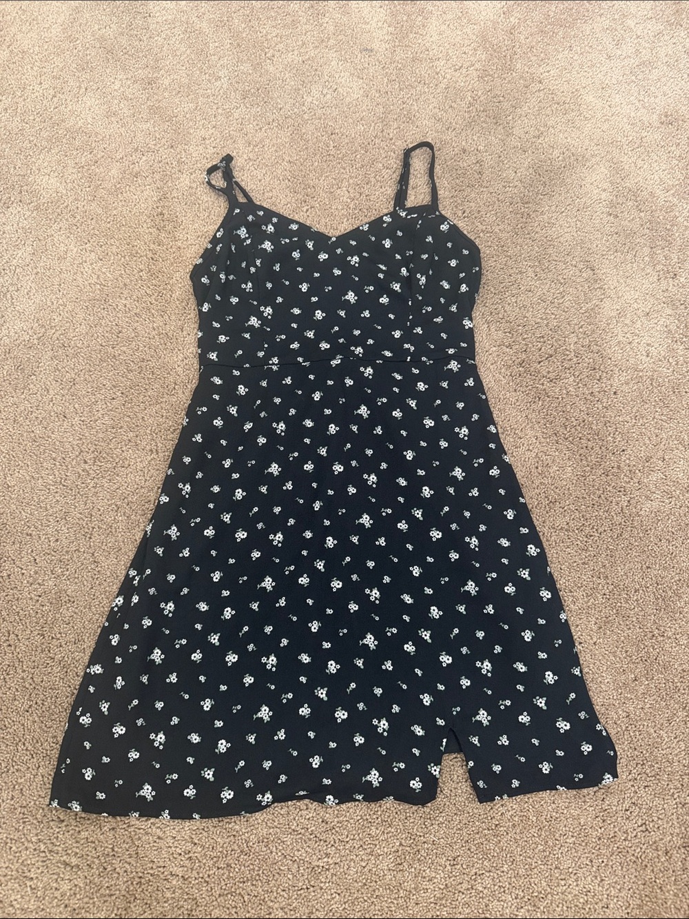Hollister Black Mini Sundress with White Floral Print